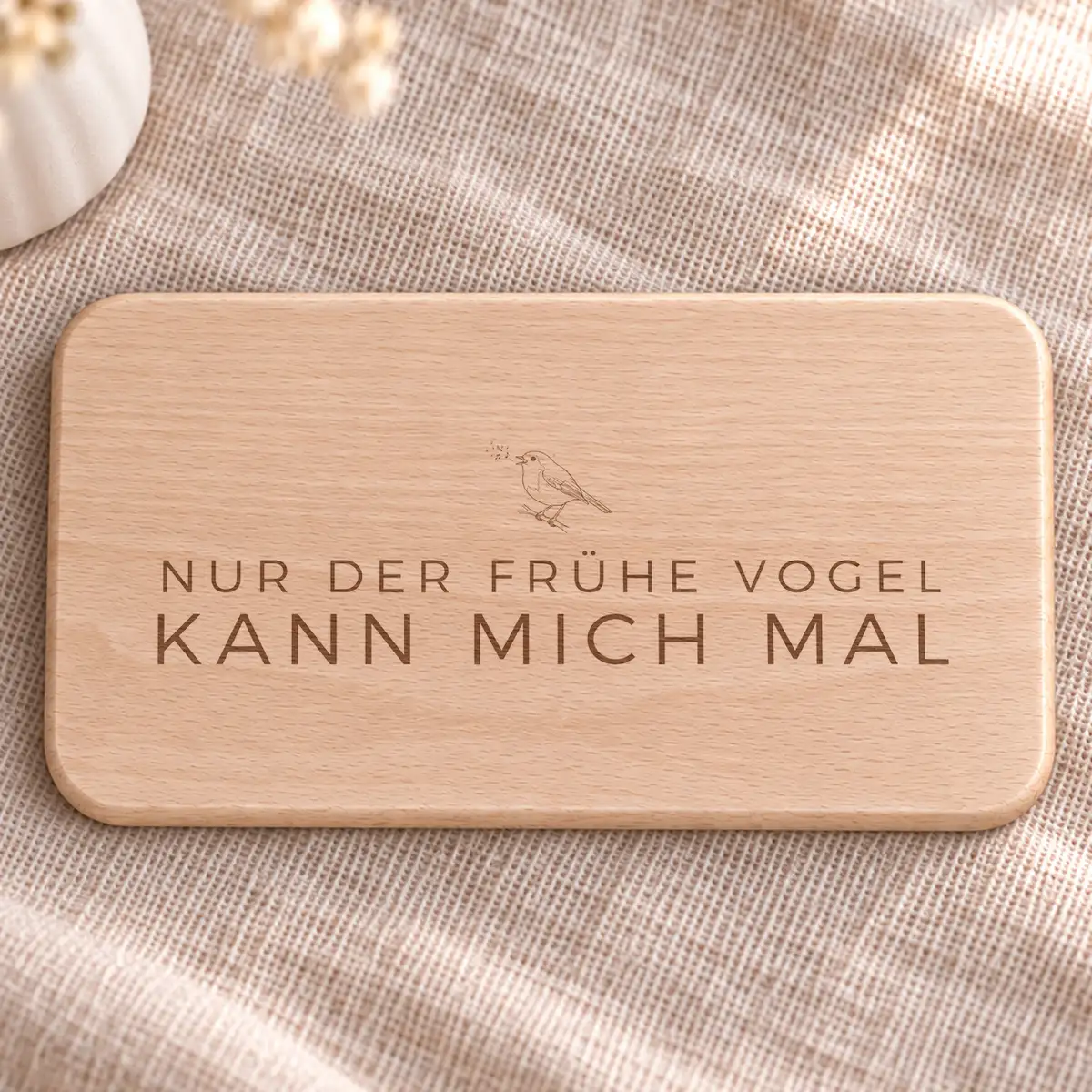 Frühstücksbrettchen „Der frühe Vogel" – Bild 1