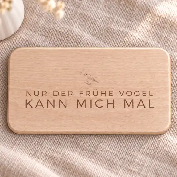 Frühstücksbrettchen „Der frühe Vogel"